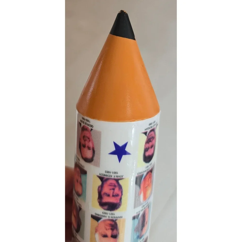 VTG US Presidents Pencil Shap Zipper Case AM History Education Case teacher gift